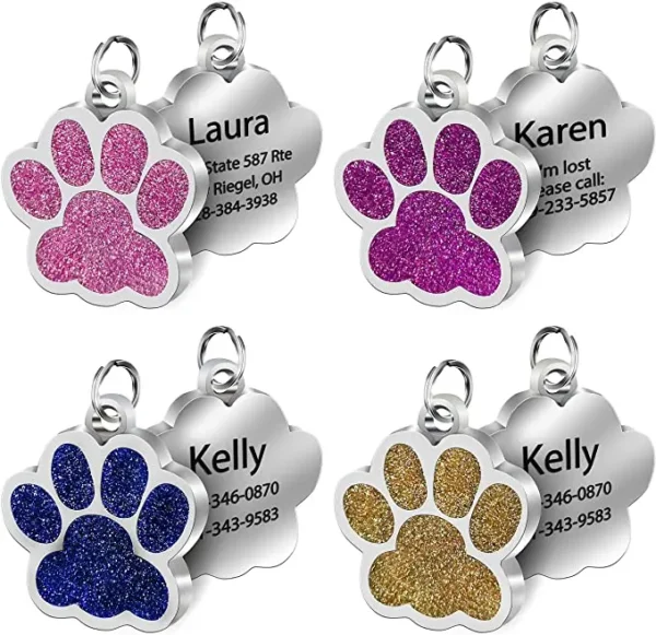 (2pcs) Personalized Dog Tag Stainless Steel Name Engraved ID Tags For Dog Collar Anti-Lost Pet Nameplate Pendant For Pitbull Labrador