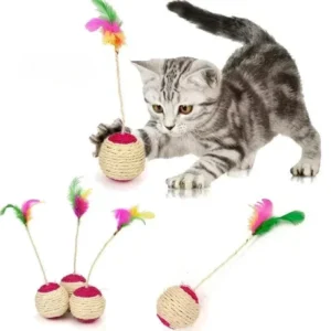 (3pcs) Cat Toy Sisal Scratching Ball Pet Cat Supplies Feather Toy Cat Toys Interactive Training Interactive Toy for Kitten